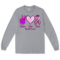 Heather Grey Peace love cure Breast Cancer Long Sleeve Tee - NancyCooperArtShop
