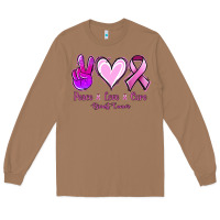 Toasted Coconut Peace love cure Breast Cancer Long Sleeve Tee - NancyCooperArtShop