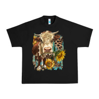 Black Hereford heifer with sunflower and leopard Urban Heavy Tee - LillyAllenDesigns