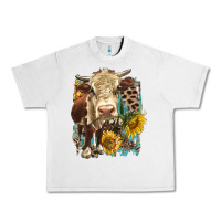 Lunar Rock Hereford heifer with sunflower and leopard Urban Heavy Tee - LillyAllenDesigns