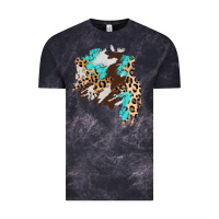 Cloud Black cowhide leopard turquoise patch Vintage Tee - AdoDesignShop