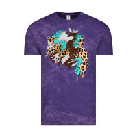 Cloud Purple cowhide leopard turquoise patch Vintage Tee - AdoDesignShop