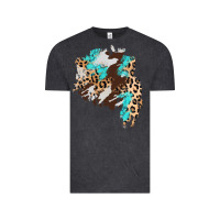 Vintage Black cowhide leopard turquoise patch Vintage Tee - AdoDesignShop
