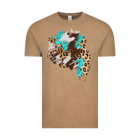 Vintage Coffee cowhide leopard turquoise patch Vintage Tee - AdoDesignShop