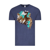 Vintage Denim cowhide leopard turquoise patch Vintage Tee - AdoDesignShop