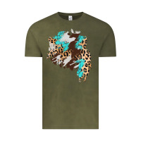 Vintage Olive cowhide leopard turquoise patch Vintage Tee - AdoDesignShop