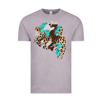 Vintage Zinc cowhide leopard turquoise patch Vintage Tee - AdoDesignShop