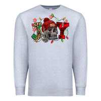 Heather Grey Christmas Joy skeleton Premium Sweatshirt - NancyCooperArtShop