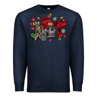 Navy Christmas Joy skeleton Premium Sweatshirt - NancyCooperArtShop