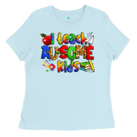 Baby Blue i teach ausome kids autism teacher Ladies Tee - Zillion Design Studio
