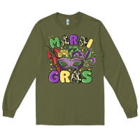 Army Green mardi gras Long Sleeve Tee - MaliasSmallBusiness