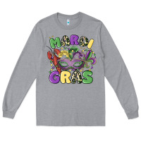 Heather Grey mardi gras Long Sleeve Tee - MaliasSmallBusiness