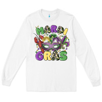 White mardi gras Long Sleeve Tee - MaliasSmallBusiness