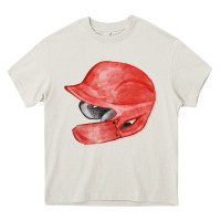 Cream red baseball batting helmet fa element Heavy Core Tee - FaDigitalArtStudio