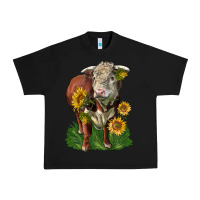 Black hereford bull with sunflowers Urban Heavy Tee - LillyAllenDesigns