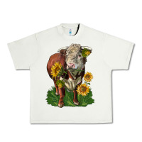 Pistachio hereford bull with sunflowers Urban Heavy Tee - LillyAllenDesigns
