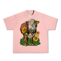 Salmon hereford bull with sunflowers Urban Heavy Tee - LillyAllenDesigns