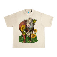 Sandshell hereford bull with sunflowers Urban Heavy Tee - LillyAllenDesigns