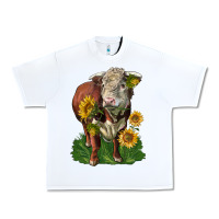 White hereford bull with sunflowers Urban Heavy Tee - LillyAllenDesigns