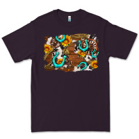 Plum western cowhide horseshoe sunflower background Premium Tee - AdoDesignShop