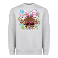 Heather Grey easter cow Heavyweight Sweatshirt - MaliasSmallBusiness