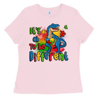 Bubblegum Pink it's ok to be different autism trex Ladies Tee - Zillion Design Studio