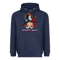 Navy Puerto Rico messy bun Heavyweight Hoodie - NancyCooperArtShop