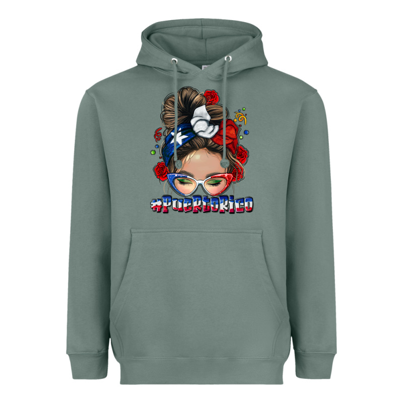 Puerto Rico Messy Bun Heavyweight Hoodie by NancyCooperArtShop | Teevron