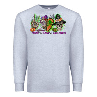 Heather Grey Peace love Halloween Premium Sweatshirt - NancyCooperArtShop