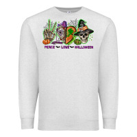 Oatmeal Heather Peace love Halloween Premium Sweatshirt - NancyCooperArtShop