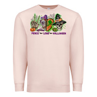Pale Pink Peace love Halloween Premium Sweatshirt - NancyCooperArtShop