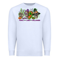 White Peace love Halloween Premium Sweatshirt - NancyCooperArtShop