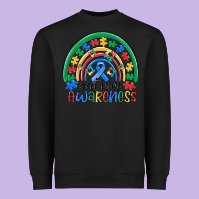 Autism Awareness Rainbow Heavyweight Sweatshirt Designed By Maliassmallbusiness