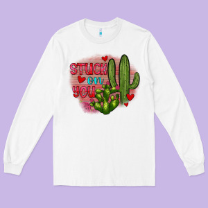 Stuck On You Cactus Long Sleeve Tee Designed By Jahusdesignshop