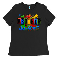 Black my brother is ausome autism Ladies Tee - Zillion Design Studio