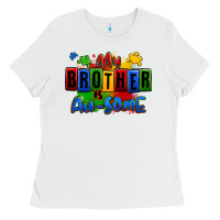 White my brother is ausome autism Ladies Tee - Zillion Design Studio
