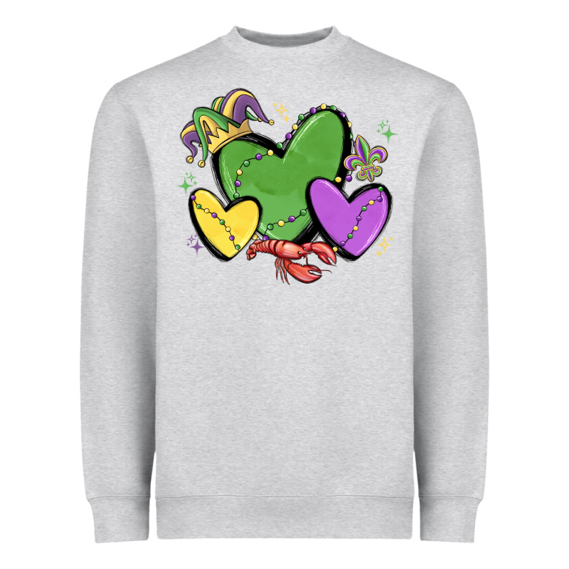 Mardi Gras Hearts Heavyweight Sweatshirt by MaliasSmallBusiness | Teevron