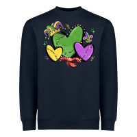 Navy mardi gras hearts Heavyweight Sweatshirt - MaliasSmallBusiness