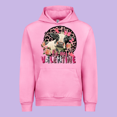 Be My Valentine Holstein Cow Valentine's Day Urban Hoodie Designed By Fadigitalartstudio