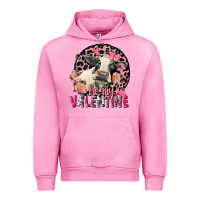 Fuchsia Pink Be my Valentine Holstein Cow Valentine's Day Urban Hoodie - FaDigitalArtStudio