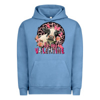 Pigment Pebble Blue Be my Valentine Holstein Cow Valentine's Day Urban Hoodie - FaDigitalArtStudio