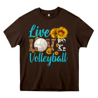 Chocolate Brown live love volleyball Heavy Core Tee - HRA Design Shop
