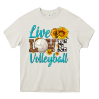 Cream live love volleyball Heavy Core Tee - HRA Design Shop