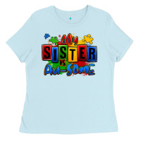 Baby Blue my sister is ausome autism Ladies Tee - Zillion Design Studio