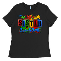 Black my sister is ausome autism Ladies Tee - Zillion Design Studio