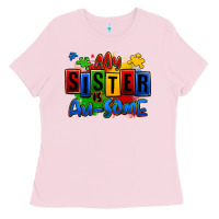 Bubblegum Pink my sister is ausome autism Ladies Tee - Zillion Design Studio