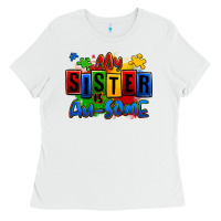 White my sister is ausome autism Ladies Tee - Zillion Design Studio
