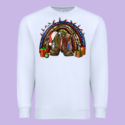Army Christmas Rainbow Premium Sweatshirt Designed By Nancycooperartshop