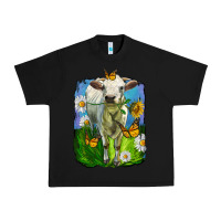 Black charolais heifer with sunflower and daisies Urban Heavy Tee - LillyAllenDesigns