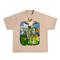 Burro charolais heifer with sunflower and daisies Urban Heavy Tee - LillyAllenDesigns